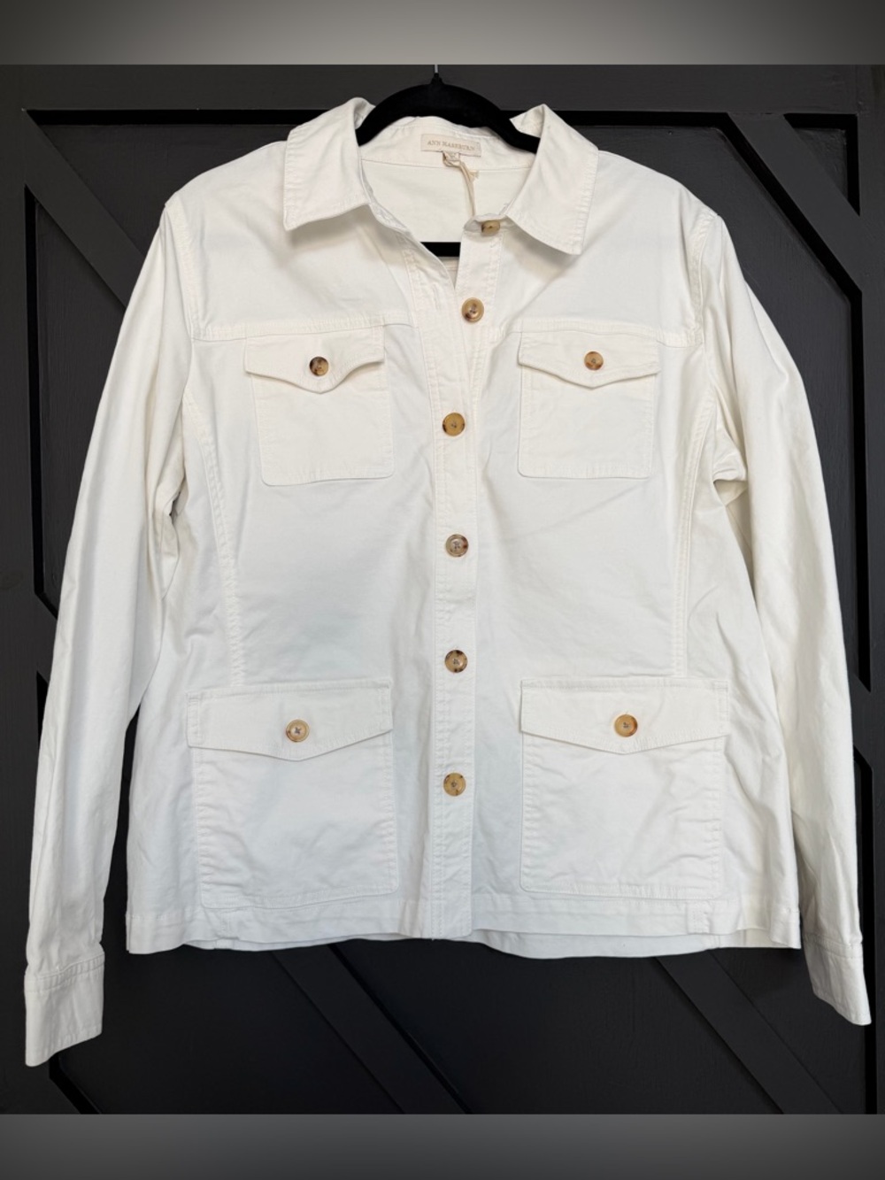 Ann Mashburn Chore Jacket in Cream, Size Large - Picture 2 of 9